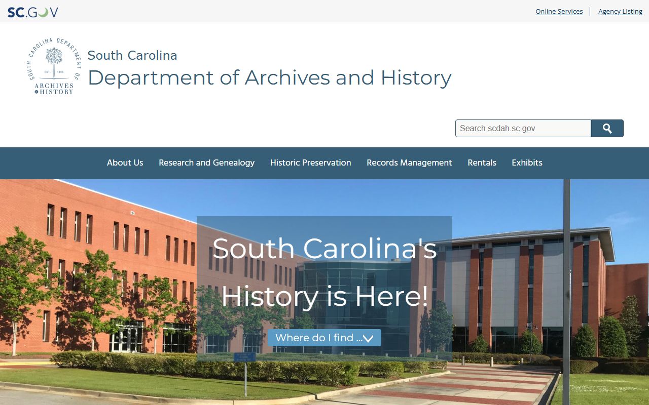 South Carolina Department of Archives and History for historical death records