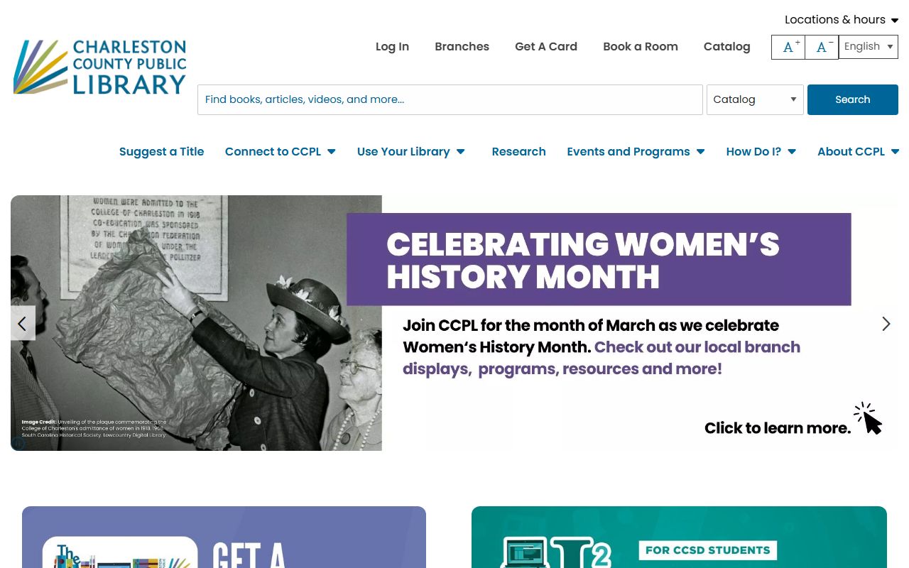 Charleston County Public Library building, home to the SC Room and Charleston County death records on microfilm dating to 1819