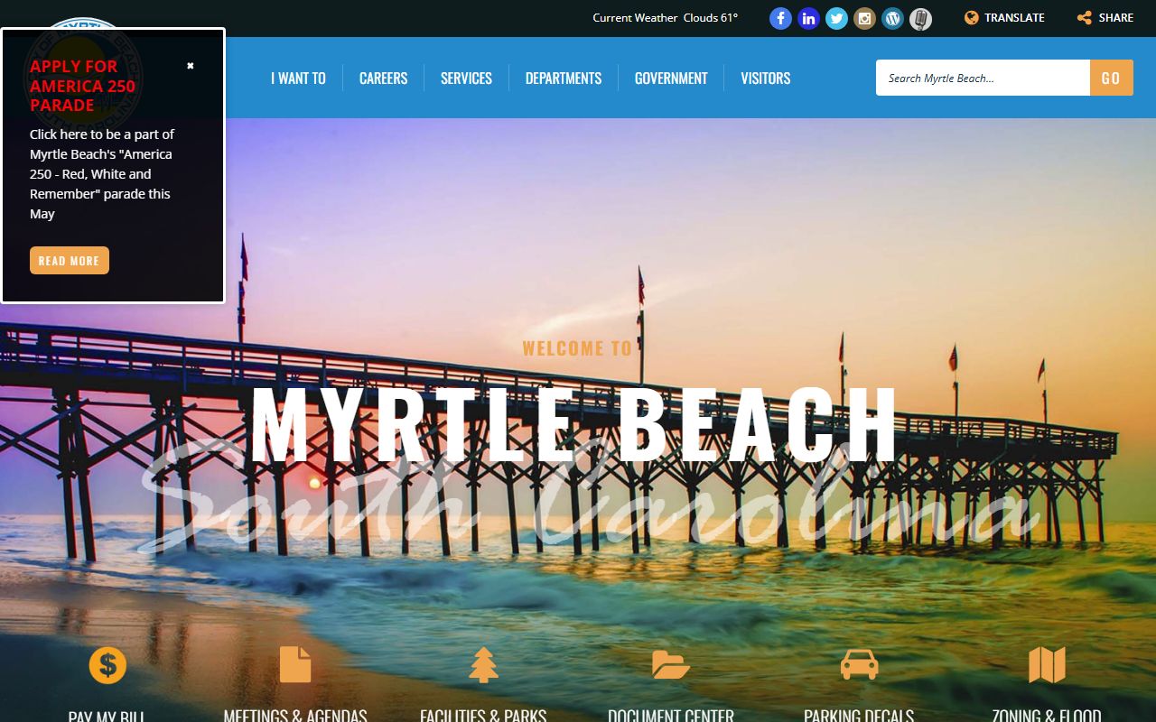 City of Myrtle Beach South Carolina official website, serving a city whose death records are maintained through Horry County and state vital records