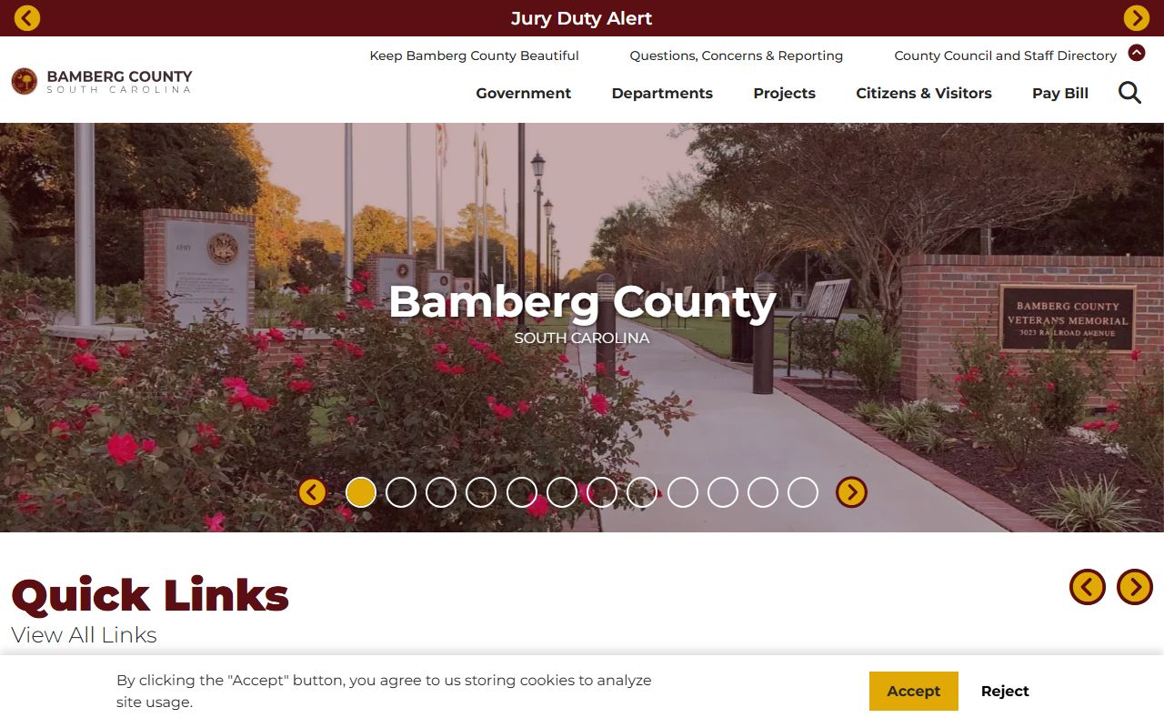 Bamberg County Government website for Bamberg County death records