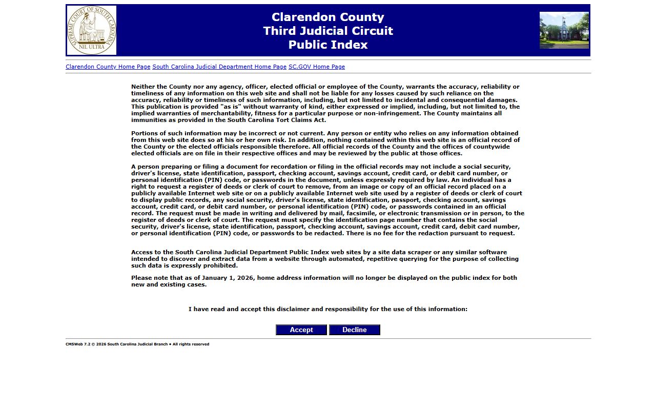 Clarendon County Public Index used for searching Clarendon County death records