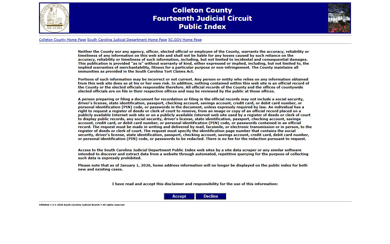 Colleton County Public Index for searching Colleton County death records online