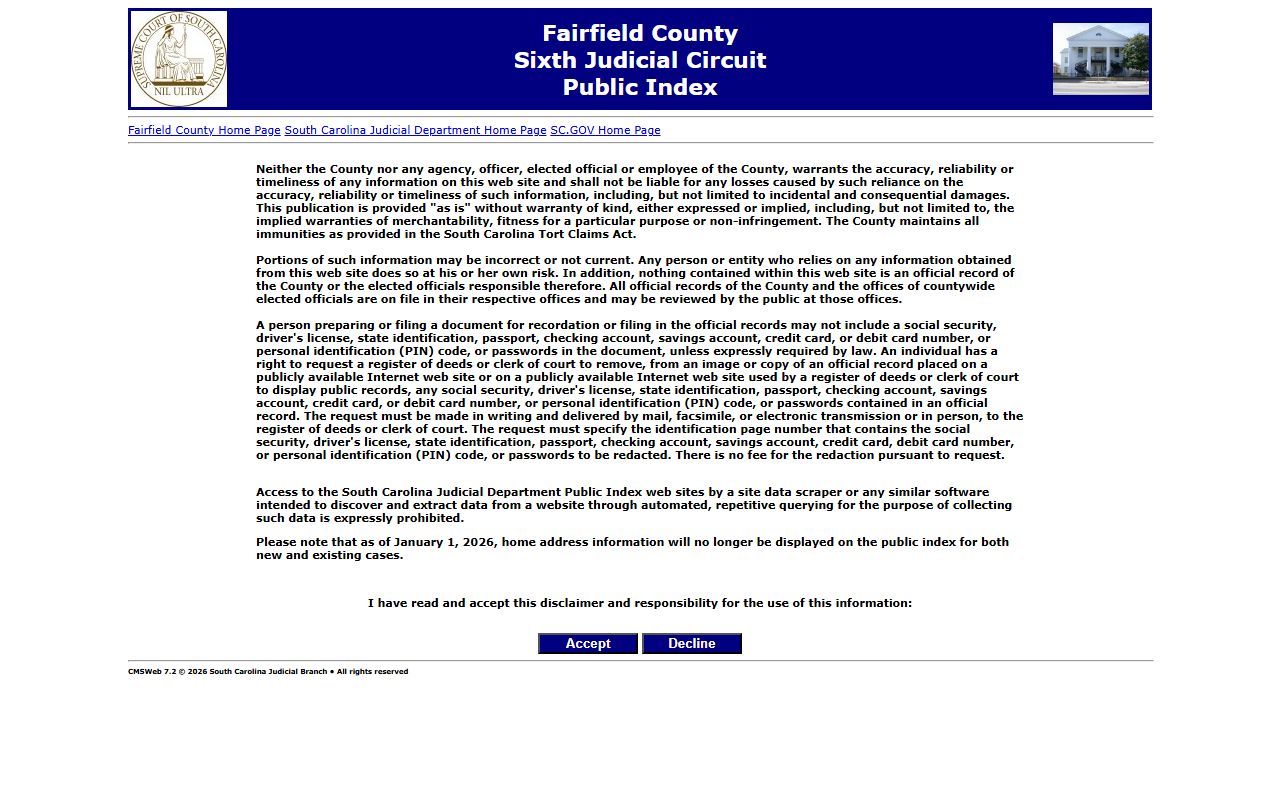 Fairfield County Public Index used to search Fairfield County death records online
