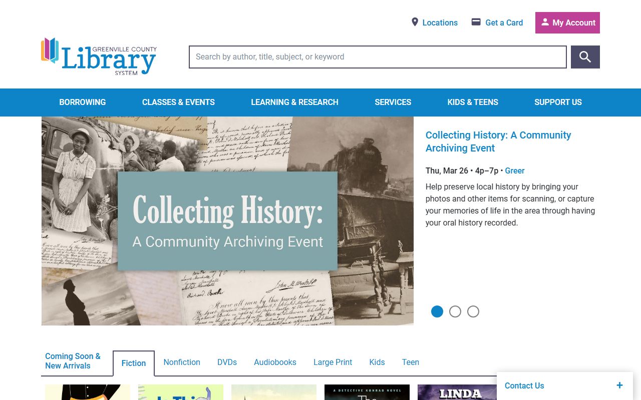 Greenville County Library South Carolina Room with death records and genealogy resources