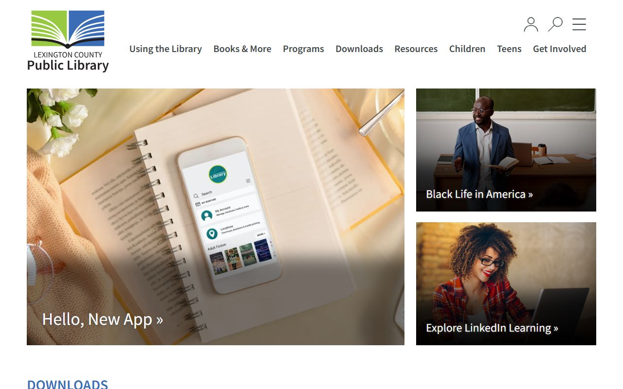 Lexington County Library website showing genealogy and death records research resources available to county residents