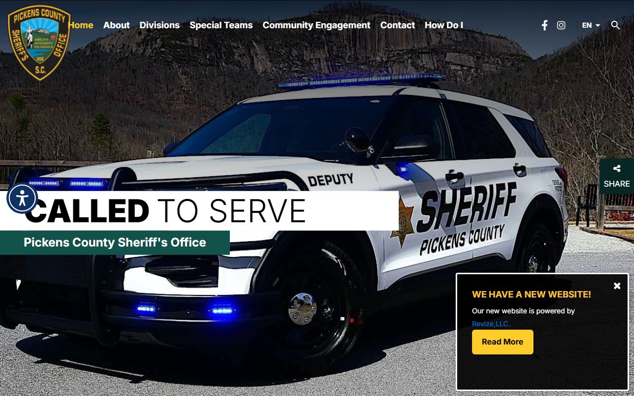 Pickens County Sheriff website showing press releases and death investigation announcements