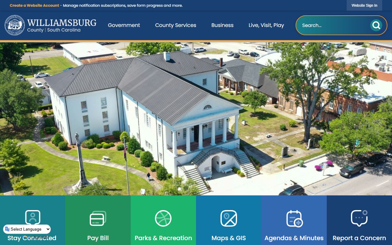 Williamsburg County government website, the central directory for Williamsburg County death records offices and vital records services